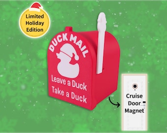 Holiday Edition Cruising Duck Mini Mailbox Door Magnet | Christmas Hat Red and White Leave a Duck Take a Duck Mailbox Cruise Door Decoration