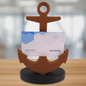 Porta-cartões de visita com âncora de navio | Acessório de mesa com tema náutico | Presente para agente de viagens, marinheiro mercante, marinheiro da Marinha ou oficial da Marinha
