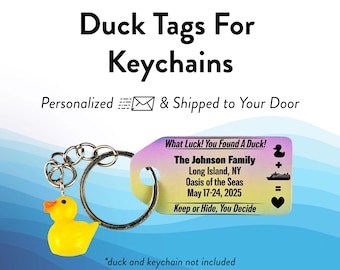 Duck Tags for Small Miniature Keychain Ducks Personalized Thick Laminated What Luck Cruise Essential Tiny Rubber Duckie Tag Gift for Cruiser