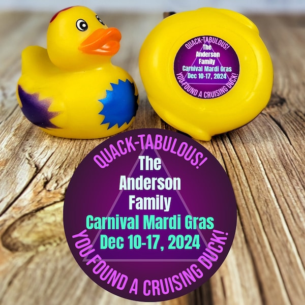 Duck Tag Stickers Personalized 80s Purple Cruise Duck Tag Decals Magnet Duck Tags Royal Caribbean Carnival Disney Cruise Rubber Duck 1980s