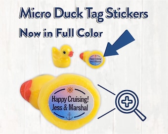 Micro Duck Tag Stickers for Mini Plastic Ducks | Full Color Personalized Duck Tags | Tiny Cruise Duck Labels | Small Custom Duck Stickers