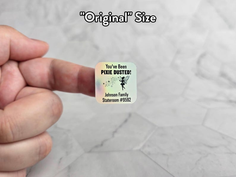 May include: A holographic sticker with a fairy design and the text "You've Been Pixie Dusted!"  Johnson Family Stateroom #9582.