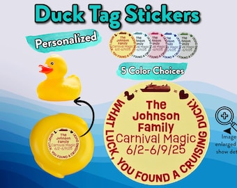 Duck Tag Stickers Personalized Cruise Duck Tag Decals Magnet Duck Tags Royal Caribbean Carnival Disney Cruise Rubber Duck Tags Family Cruise