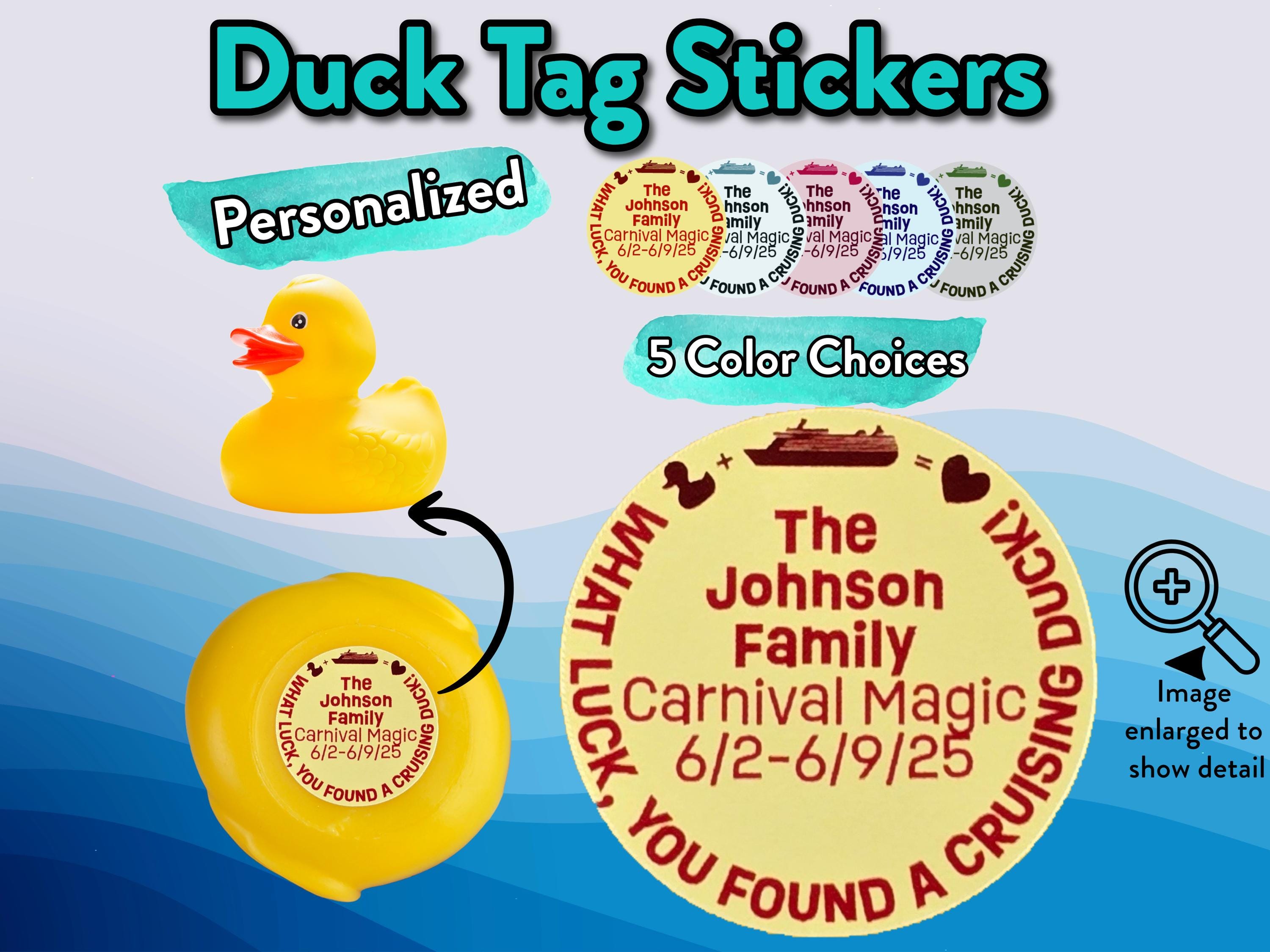 Duck Tag Stickers Personalized Cruise Duck Tag Decals Magnet Duck Tags Royal Caribbean Carnival Disney Cruise Rubber Duck Tags Family Cruise