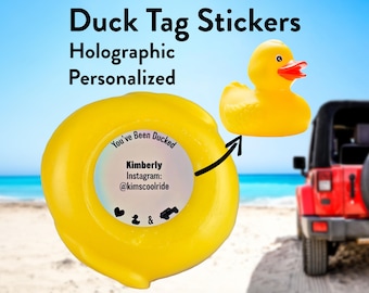 Off Road Ducking Tag Stickers Personalized Holographic You've Been Ducked Rubber Duckie Labels Tags for Duck