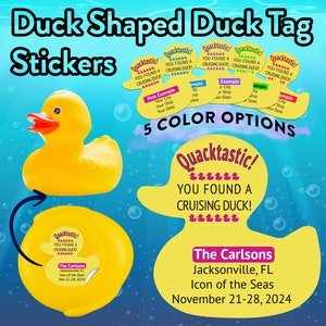 Duck Tag Stickers Duck Shaped Personalized Cruise Duck Carnival Royal Caribbean Disney NCL Rubber Duckie For Hiding Tags Family Cruise Gif