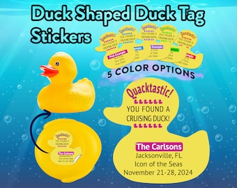 Duck Tag-stickers Eendvormige gepersonaliseerde cruise-eend Carnival Royal Caribbean Disney NCL rubberen eendje om te verbergen Tags familiecruise gif