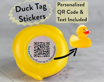 Duck Tag Stickers With QR Code and Personalized Text For Cruising Ducks or Off Road Vehicle Ducking Direct People to Website or Social Media