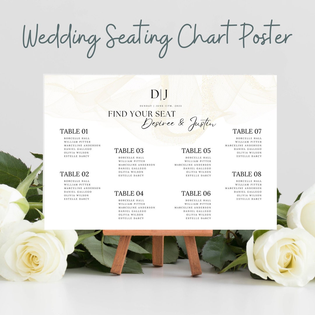 Wedding Seating Chart, Seating Chart Poster, Printable Template, Wedding Seating Plan Template ...