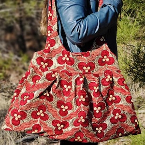 Sac hobo bordeaux, sac fourre-tout souple ethnique rouge, cadeau pour Noël, sac à bandoulière bohème tissé, sac hobo rétro, sac fourre-tout souple authentique