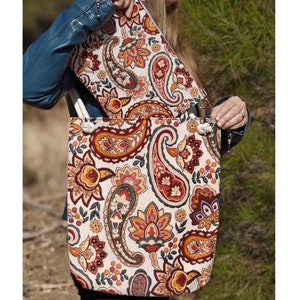 Boho Woven Tote Bag and Clutch Set: Gobelin Tapestry, Ethnic Design