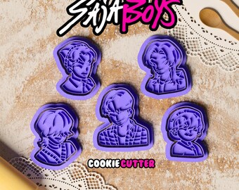 Conjunto de 5 cortadores Saja Boys | Cortador de argila Kpop Caçadores de Demônios | Carimbo de biscoito Kpop | Rumi, Zoey, Mira, Jinu, Huntrix