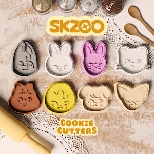 Set di 8 stampini per biscotti Skzoo OT8 / Stampino per argilla Stray Kids / Timbro per biscotti Kpop / Wolfchan Quokka Bbokari Jiniret Leebit Dwaekki PuppyM Foxiny