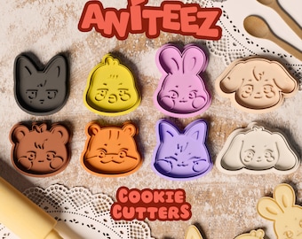 Aniteez OT8 koekjes uitsteker set van 8 | Ateez-kleisnijder | Kpop-koekjesstempel | Hongjoong Seonghwa Yunho Yeosang San Mingi Wooyoung Jongho