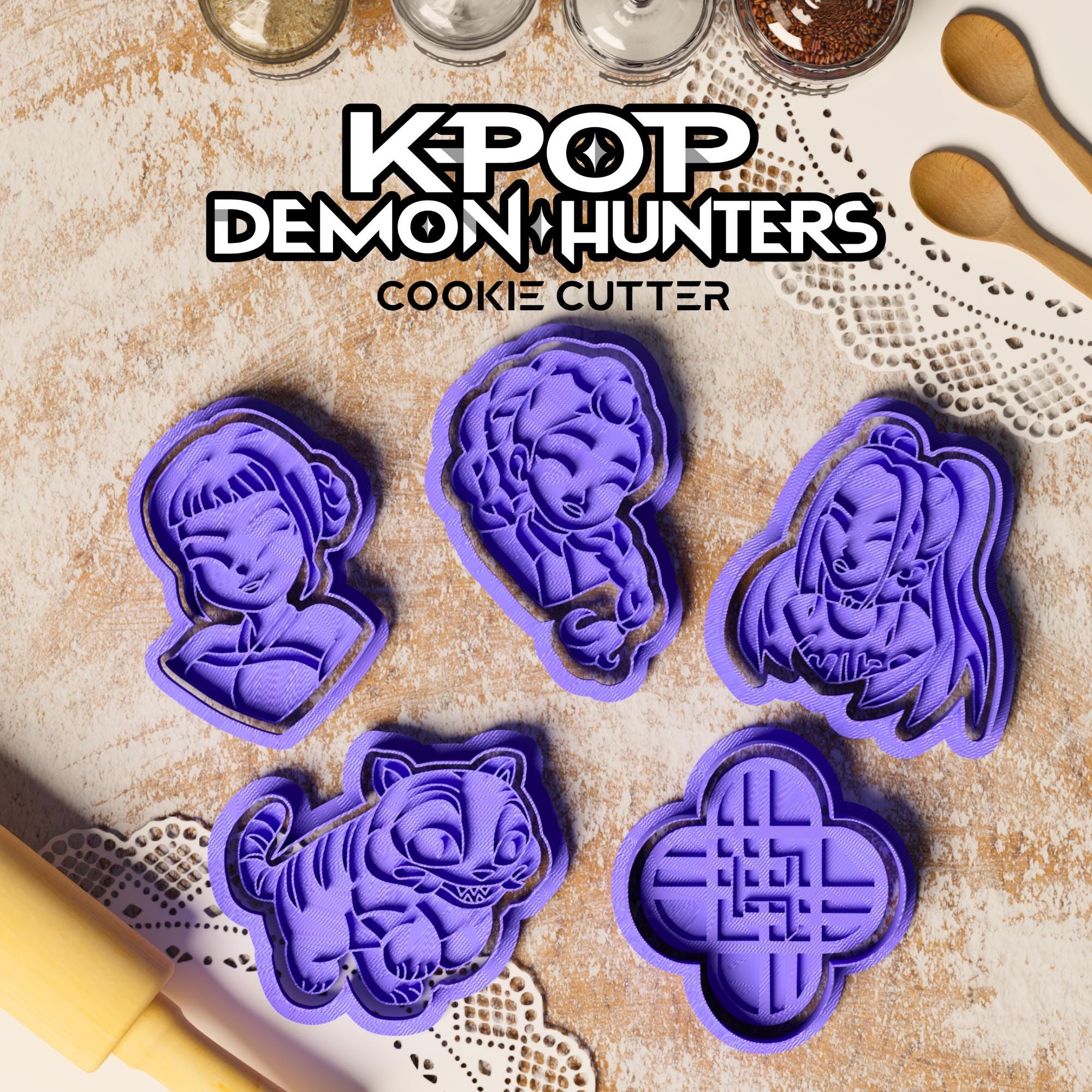 Huntrix Cookie Cutter Set of 5 | Kpop Demon Hunters Clay Cutter