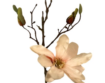 Tallo de flor de magnolia floral sintética rosa claro con brotes de rama