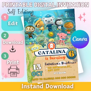 octonauts invitation, octonauts editable invite, octonauts birthday, octonauts, octonauts ccake topper, octonauts self editable invitation