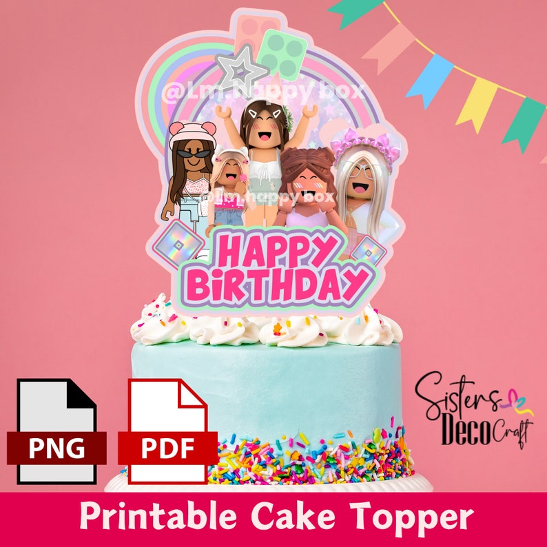 Roblox Printable Cake Topper, Girls Roblox Cake Topper, Roblox Cake