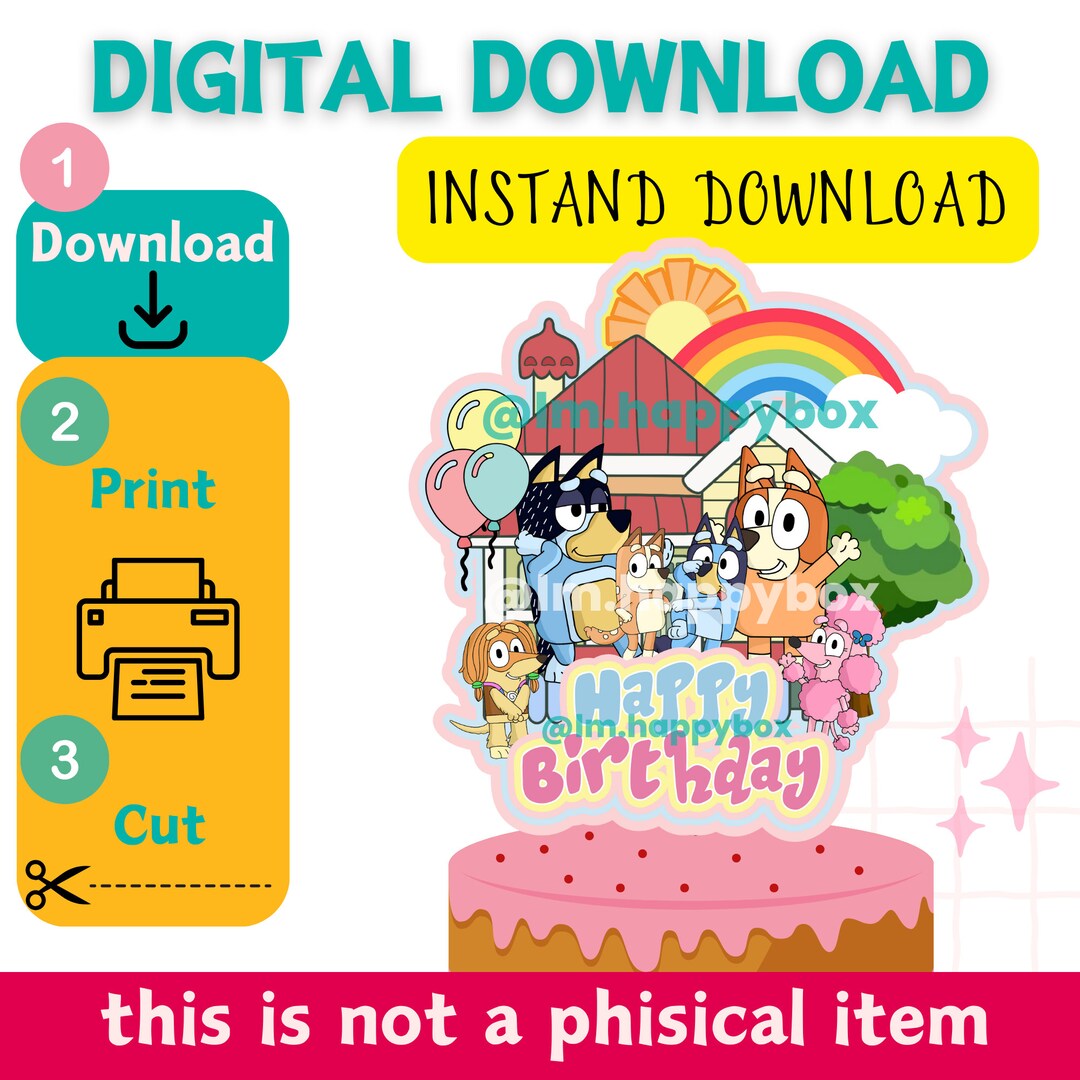 Blue Dog Cake Topper Printable, Blue Dog Cake Topper, Blue Dog Birthday ...