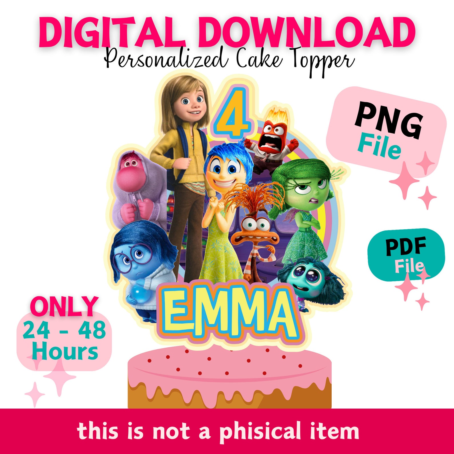 Inside Out Cake Topper, Inside Out 2, Cake Topper Cut Out, Intensamente ...