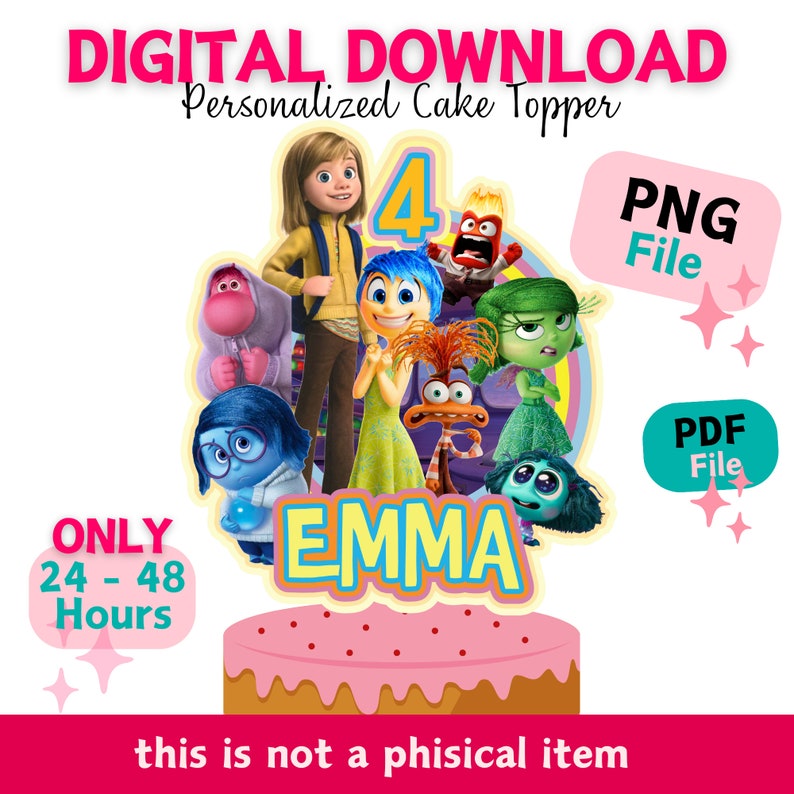 Inside Out Cake Topper, Inside Out 2, Cake Topper Cut Out, Intensamente ...