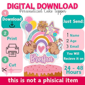 Capybara cake topper, capybara, capybara printable, capybara png, capybara birthday, capybara pary, capybara cake, capybara printable