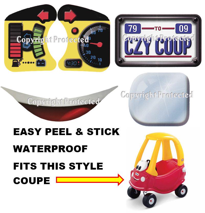 Reproduction Decals Fit Little Tikes Cozy Coupe Car High Gloss Strong Adhesion Peel & Stick