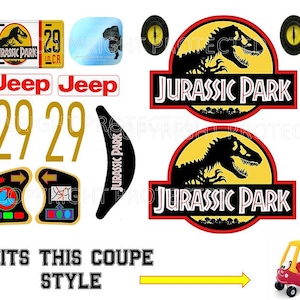 交換用デカール リトルタイクス コージークーペカー ジュラシックパーク 恐竜 乗用玩具 高光沢 剥がして貼るだけ