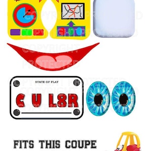 Replacement Decals Fit Little Tikes Cozy Coupe Car SMILE BLUE EYES High Gloss Peel & Stick