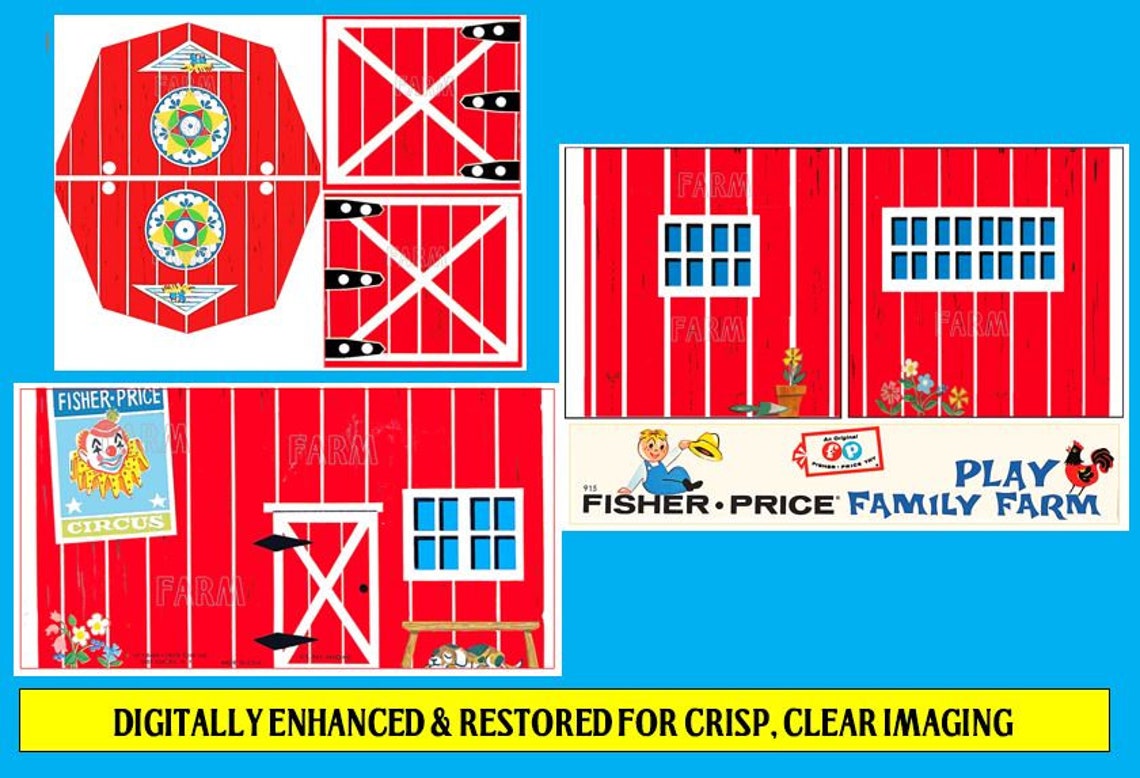 Vintage Fisher Price Little People Reproduction Lithos Stickers Decals ...