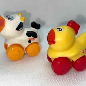 Hasbro Playskool Wheel Pals Animals on Wheels Farm Cow Chicken SET of TWO (2)