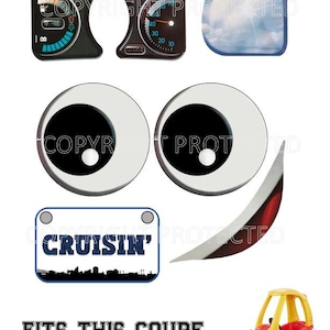 Replacement Decals Fit Little Tikes Cozy Coupe Car CITY CRUISIN&#39; High Gloss Peel & Stick