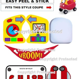 Replacement Decals Fit Little Tikes Cozy Coupe Car VROOM High Gloss Peel & Stick