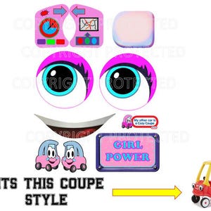 Naklejki zamienne pasują do samochodu Little Tikes Cozy Coupe GIRL POWER o wysokim połysku, do odklejania i przyklejania