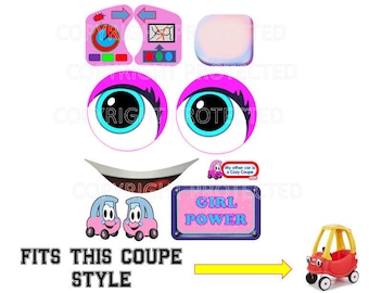 Replacement Decals Fit Little Tikes Cozy Coupe Car GIRL POWER High Gloss Peel & Stick