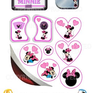 Naklejki zamienne pasujące do samochodziku Little Tikes Cozy Coupe MINNIE MOUSE o wysokim połysku, do odklejania i przyklejania
