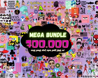 700.000 MEGA bundle, Svg, png, dxf, eps, ai, ttf and more, Layered, Movies, Cartoons, Christmas, Halloween, horror, anime, superhero, diy