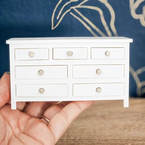 Dollhouse Miniature Dresser with Opening Drawers, Dollhouse Dresser, Mini Decor, Dollhouse Accessories, Bedroom Dresser, 1:12 Scale