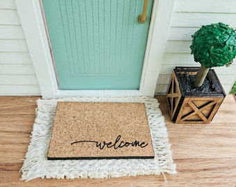 Dollhouse Miniatures Welcome Mat, Miniature Door Mat, Door Rug, Dollhouse Textiles, 1:12 Scale