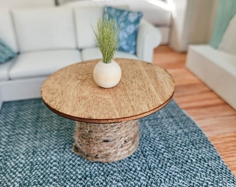 Miniatuur salontafel poppenhuis, houten tafel poppenhuis, minidecor, poppenhuisaccessoires, minitafel, schaal 1:12