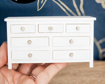 Dollhouse Miniature Dresser with Opening Drawers (Unpainted), Dollhouse Dresser, Mini Decor, Mini Accessories, Bedroom Dresser, 1:12 Scale