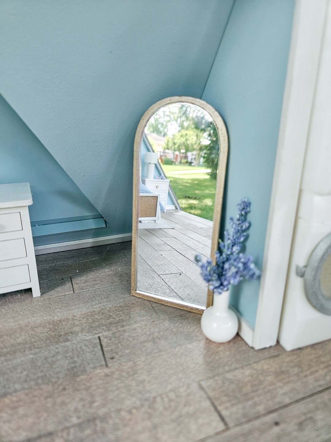 Mini Model Mirror Dollhouse Miniature Arch Mirror, Dollhouse Bedroom Mirror, Mini Decor ...