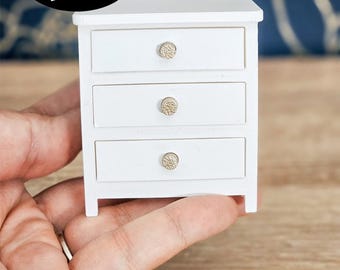 Dollhouse Miniature Nightstand with Opening Drawers (Unpainted), Dollhouse Nightstand, Mini End Table, Bedroom Nightstand, 1:12 Scale