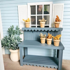 Dollhouse Miniature Potting Bench (Unpainted), Dollhouse Gardening Bench, Mini Decor, Dollhouse Accessories, Mini Table, 1:12 Scale