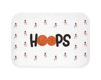 Joueur de basket-ball noir garçon joie tapis de bain cadeaux pour enfants pendaison de crémaillère sport salle de bain décor peau brune cheveux afro afro-américain