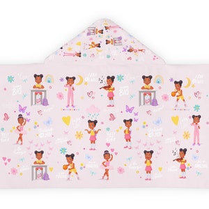 Toalla con capucha de afirmaciones positivas para niñas negras: Arte juvenil empoderador