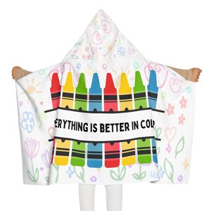 I Love Coloring ユースフード付きタオル モチベーションを高める子供用バスタイム兄弟用ユニセックス寝室用ユニークな新築祝いギフト 未就学児用