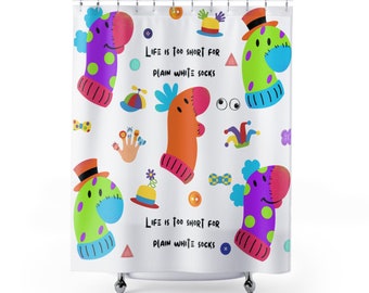 Cortina de ducha con forma de títere de calcetín: decoración divertida para el baño infantil