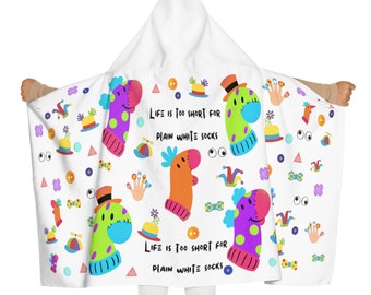Kids Hooded Towel: Sock Puppet Design, Playful Children's Bath Towel
