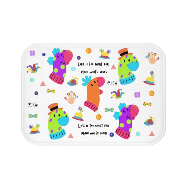 Inspiring Quote Sock/Finger Puppet Bathmat for Children's Bathroom Decorations Housewarming Gift for Siblings Preschooler Playtime Bath-time